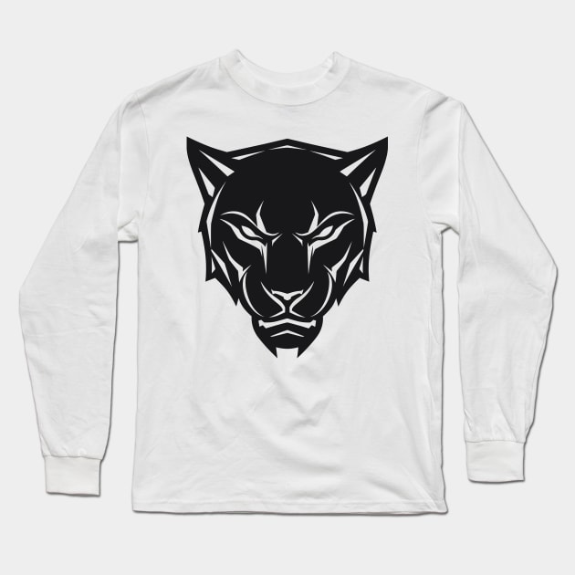 panther black head t-shirt Long Sleeve T-Shirt by ArtvectorDSGN